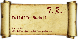 Tallér Rudolf névjegykártya
